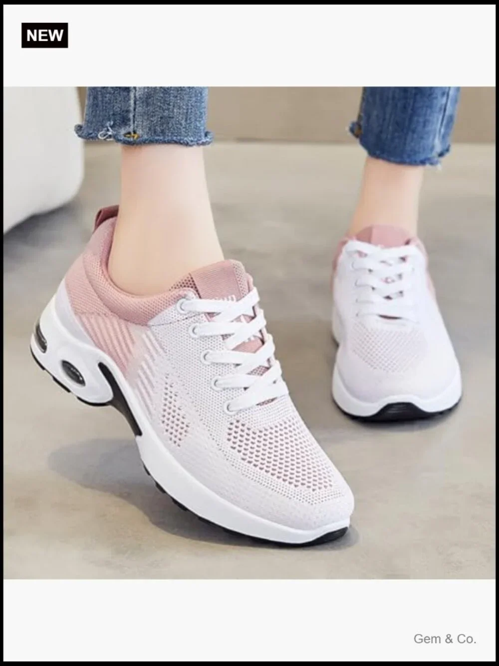 Lightweight Mesh Sneakers Air Cushion Running Shoes Breathable Athletic Walking